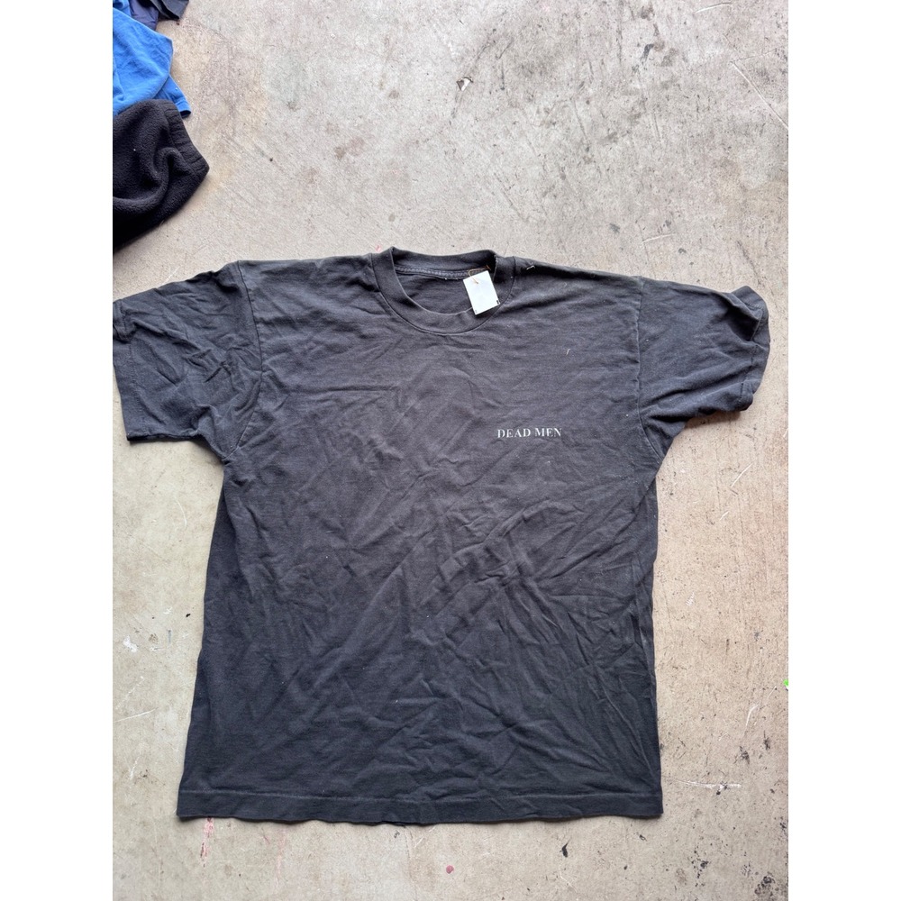 Vintage Dead Men Skull Hammer Wrench Graphic T-Shirt Black Short Sleeve Tee